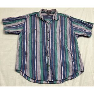 Honors Button Down Shirt Men L Vintage 90s Stripe Cotton Made in India